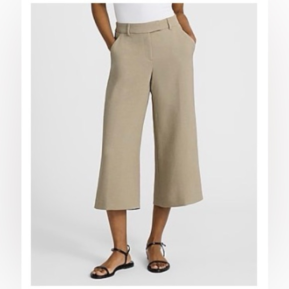 Express Women's Cropped Wide Leg Mid Rise Pants